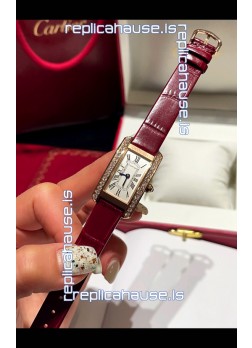 Cartier Tank Americaine Ladies Swiss Quartz Watch 1:1 Mirror Replica Rose Gold Casing