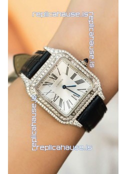 Cartier Santos Dumont 27.5MM Super Clone Edition Watch in Mossanites Casing