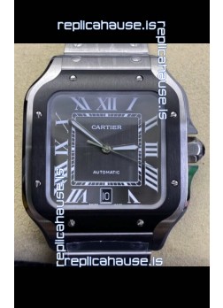 Cartier "Santos De Cartier" 904L Steel Grey Dial 1:1 Mirror Replica - 40MM Stainless Steel Watch