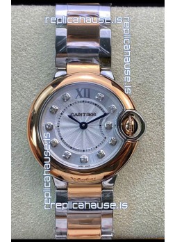 Ballon De Cartier Swiss Quartz 1:1 Mirror Quality 28MM in 2 Tone Rose Gold Casing