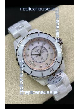 Chanel J12 Ladies White Ceramic Casing Pearl Dial Watch 1:1 Mirror Replica Watch