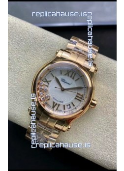 Chopard Happy Sport 1:1 Mirror Swiss Automatic Replica Watch 36MM in Rose Gold Casing White Dial