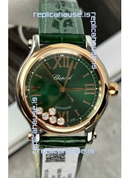 Chopard Super Clone Happy Sport Rose Gold Watch in Green Dial - Automatic Movement 36MM