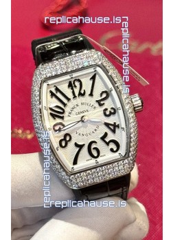 Franck Muller V32 Swiss Quartz Mossanite 1:1 Replica Watch 36MM Black Numerals