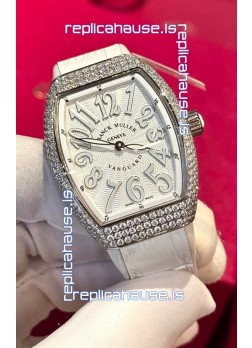 Franck Muller V32 Swiss Quartz Mossanite 1:1 Replica Watch 36MM White Numerals
