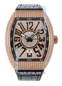 Franck Muller Vanguard V45 Edition in Rose Gold Plating - Black Numerals 