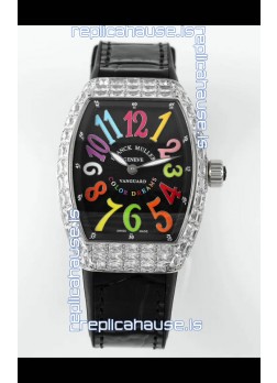 Franck Muller Vanguard V32 Black Dial - Color Dreams with Diamonds Casing Swiss Replica