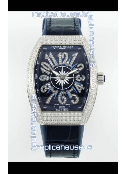 Franck Muller Vanguard V32 Blue Dial - Diamonds Casing Swiss Replica Watch