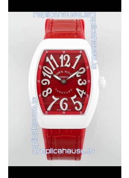 Franck Muller Vanguard Yachting V32 Ceramic Casing Red Dial/Strap Swiss Replica Watch 