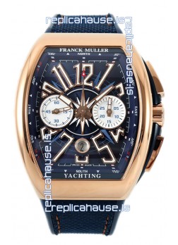Franck Muller Vanguard V45 Chronograph 904L Rose Gold Blue Dial Swiss Watch