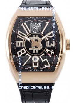 Franck Muller Vanguard Encrypto BTC V45 Rose Gold Casing Swiss Replica Watch