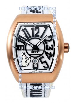 Franck Muller "Fr2nck" Vanguard Rabbit Edition Swiss Replica Watch in Rose Gold Casing