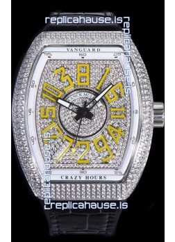 Franck Muller Vanguard Crazy Hours Edition Swiss Replica Watch - Yellow Numerals