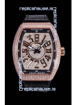 Franck Muller Vanguard Crazy Hours Edition in Rose Gold Plating - Black Numerals