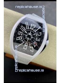 Franck Muller Vanguard Yachting White Ceramic Black Dial  1:1 Mirror Swiss Replica Watch