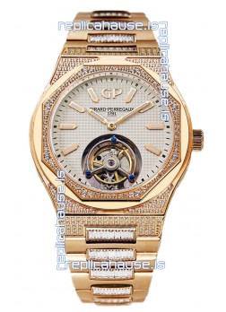 Girard Perregaux Laureato Tourbillon 1:1 Mirror Swiss Replica Watch Rose Gold Casing 
