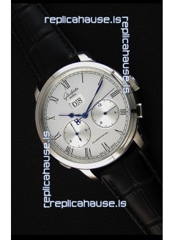 Glashuette Dual Sub Dial Japanese Replica Watch in White Dial
