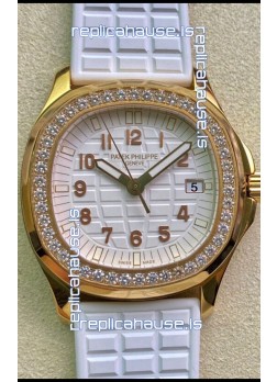 Patek Philippe Aquanaut LUCE 5072R-001 Quartz Swiss Replica Watch in Yellow Gold White Dial - 35MM
