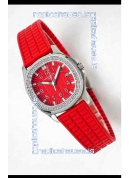 Patek Philippe Aquanaut LUCE 5072A-001 Quartz Swiss Replica Watch in Red Dial - 35MM