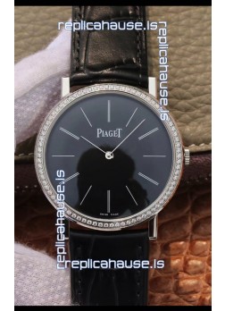 Piaget Altiplano G0A29113 1:1 Mirror Swiss Replica Watch in Black Dial Diamonds Bezel 