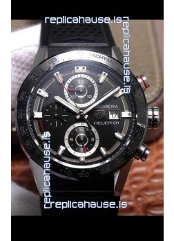 Tag Heuer Carrera Heuer 01 Swiss Replica Watch in Steel Casing Ceramic Bezel 43MM