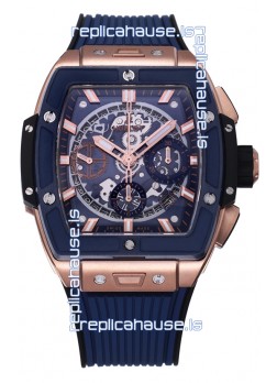 Hublot Spirit of Bang Rose Gold Casing Blue Dial Ceramic Bezel - 42MM Swiss Replica
