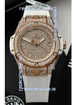Hublot Big Bang One Click Diamonds Paved Dial Rose Gold Swiss Replica Watch 39MM