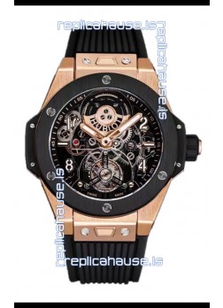 Hublot Big Bang Tourbillon Rose Gold Casing Ceramic Bezel Watch in 45MM 1:1 Mirror Replica