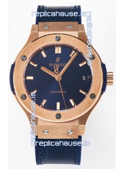 Hublot Super Clone Classic Fusion Rose Gold 38MM 1:1 Mirror Replica Watch Blue Dial