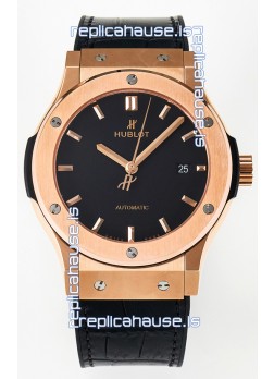 Hublot Super Clone Classic Fusion Rose Gold 42MM 1:1 Mirror Replica Watch Black Dial