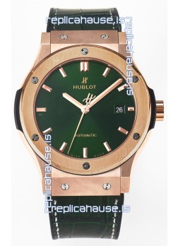 Hublot Super Clone Classic Fusion Rose Gold 42MM 1:1 Mirror Replica Watch Green Dial