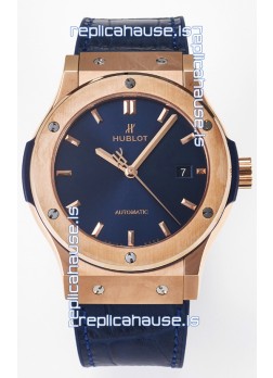 Hublot Super Clone Classic Fusion Rose Gold 42MM 1:1 Mirror Replica Watch Blue Dial