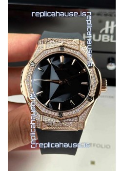 Hublot Classic Fusion Orlinski Diamonds Paved Black Dial Swiss Replica Watch