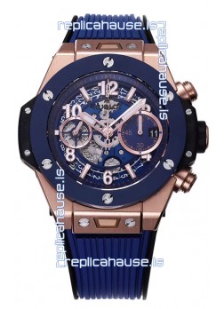 Hublot Big Bang Unico Blue Rose Gold Casing 1:1 Mirror Edition Swiss Replica Watch