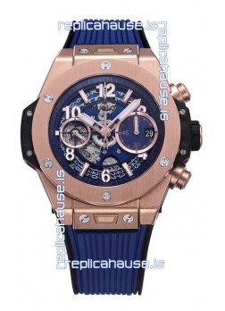 Hublot Big Bang Unico Blue Rose Gold Casing 1:1 Mirror Edition Swiss Replica Watch
