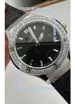 Hublot Classic Fusion Stainless Steel 33MM Black Dial Swiss Quartz Movement Watch 1:1 Mirror Quality