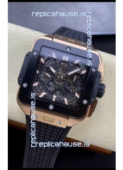 Hublot Square Bang Unico Rose Gold Titanium Chronograph Watch 1:1 Mirror Replica