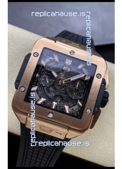 Hublot Square Bang Unico Rose Gold Titanium Chronograph Watch 1:1 Mirror Replica