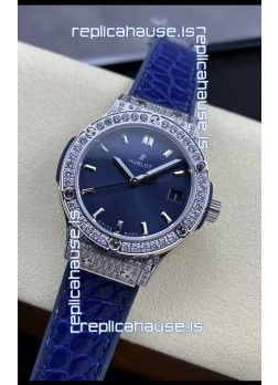 Hublot Classic Fusion Stainless Steel 33MM Blue Dial Swiss Quartz Movement Watch 1:1 Mirror Quality