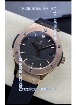 Hublot Classic Fusion 1:1 Mirror Replica Swiss Watch in Rose Gold 904L Steel Casing Black Dial 38MM