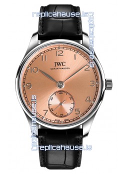 IWC Portugieser Automatic 40 IW358313 Pink Dial in Stainless Steel 1:1 Mirror Replica Watch 