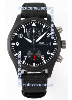 IWC Pilot's Chronograph Top Gun Ceramic IW389001 1:1 Mirror Replica in Black Dial