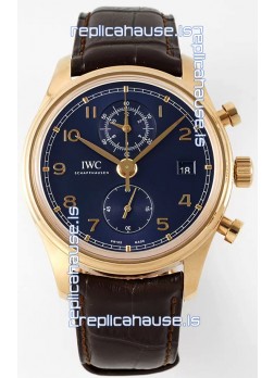 IWC Portugieser Chronograph Classic IW390305 Yellow Gold Blue Dial 1:1 Mirror Replica