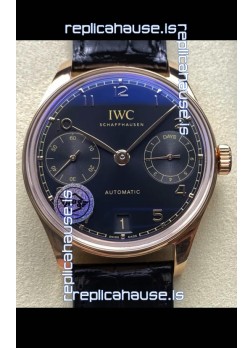 IWC Super Clone Portugieser Swiss 1:1 Mirror Replica Watch Rose Gold in Black Dial 