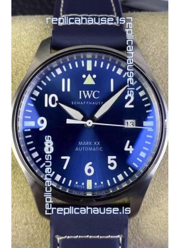 IWC Pilot MARK XX Series IW328203 1:1 Mirror Swiss Replica Watch in Blue Dial Leather Strap