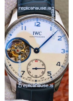 IWC Portuguese Genuine Swiss Tourbillon Movement Watch in White Dial