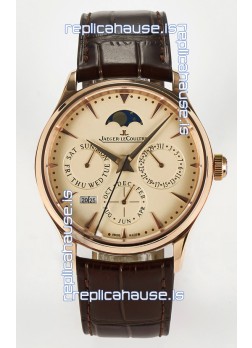 Jaeger LeCoultre Super Clone Master Ultra-Thin Perpetual Calendar Cream Dial Watch