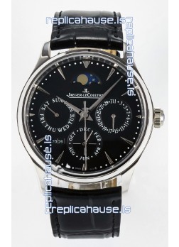 Jaeger LeCoultre Super Clone Master Ultra-Thin Perpetual Calendar Black Dial Watch