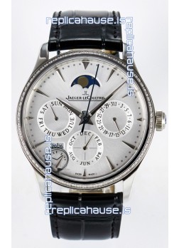 Jaeger LeCoultre Super Clone Master Ultra Thin Perpetual Calendar White Dial Diamonds Watch