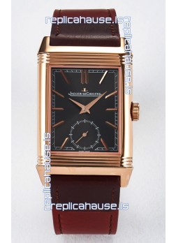 Jaeger-LeCoultre Reverso Super Clone DuoFace Green/White Rose Gold Replica Watch 